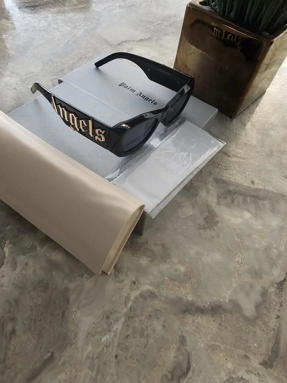 Palm Angels Black Sunglasses with Gold Logo